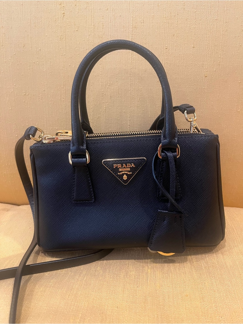 Prada Galleria Saffiano Mini leather tote bag in Black